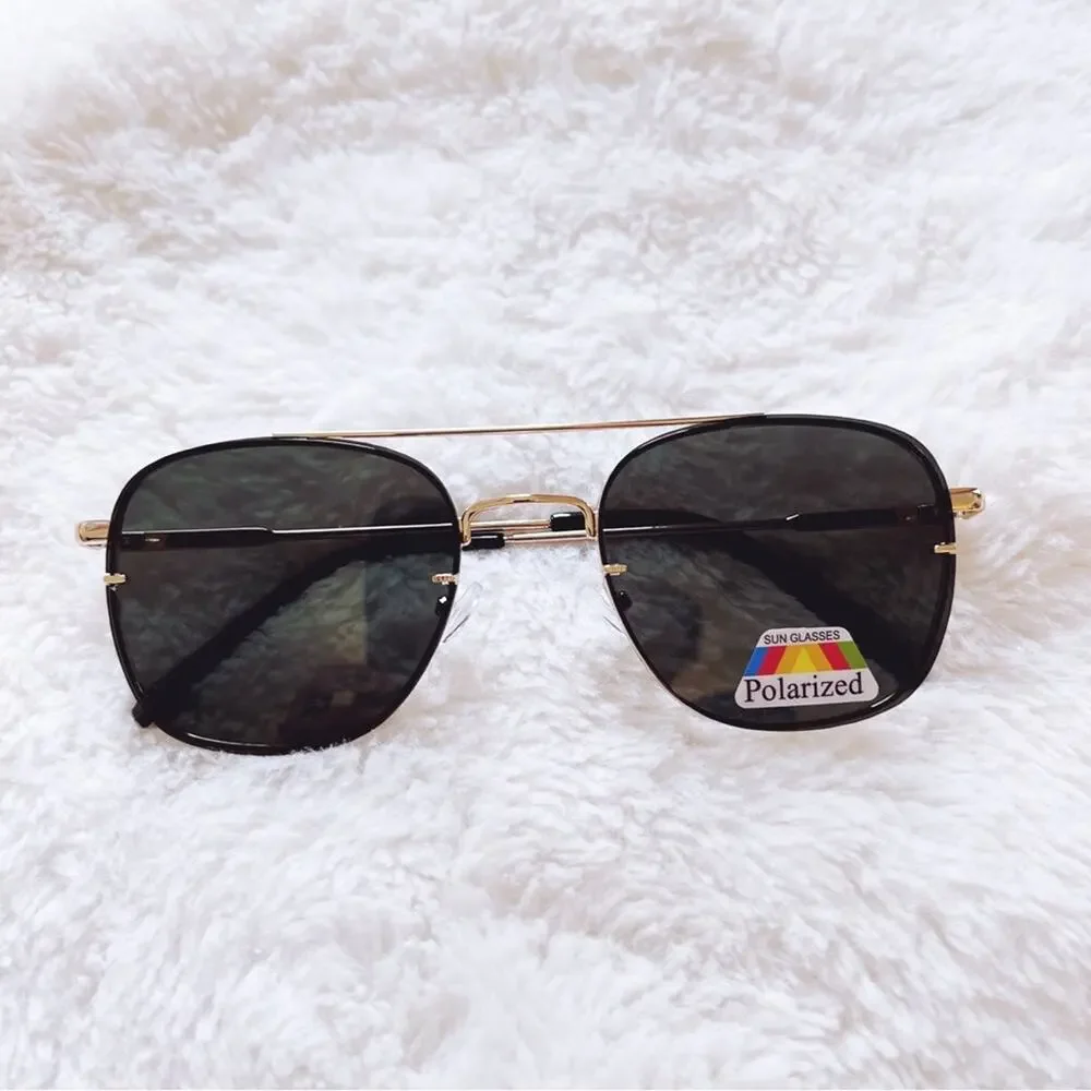 Leo Rose Gold & Green Lenses Polarized Sunglasses